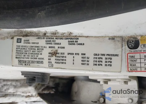 2008 Hummer H3 Suv z USA, uszkodzony, nr VIN 5GTEN13E388190595